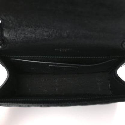 Saint Laurent Grain De Poudre Textured Mixed Matelasse Triquilt Medium Monogram Monochrome Satchel Black 5 of 9