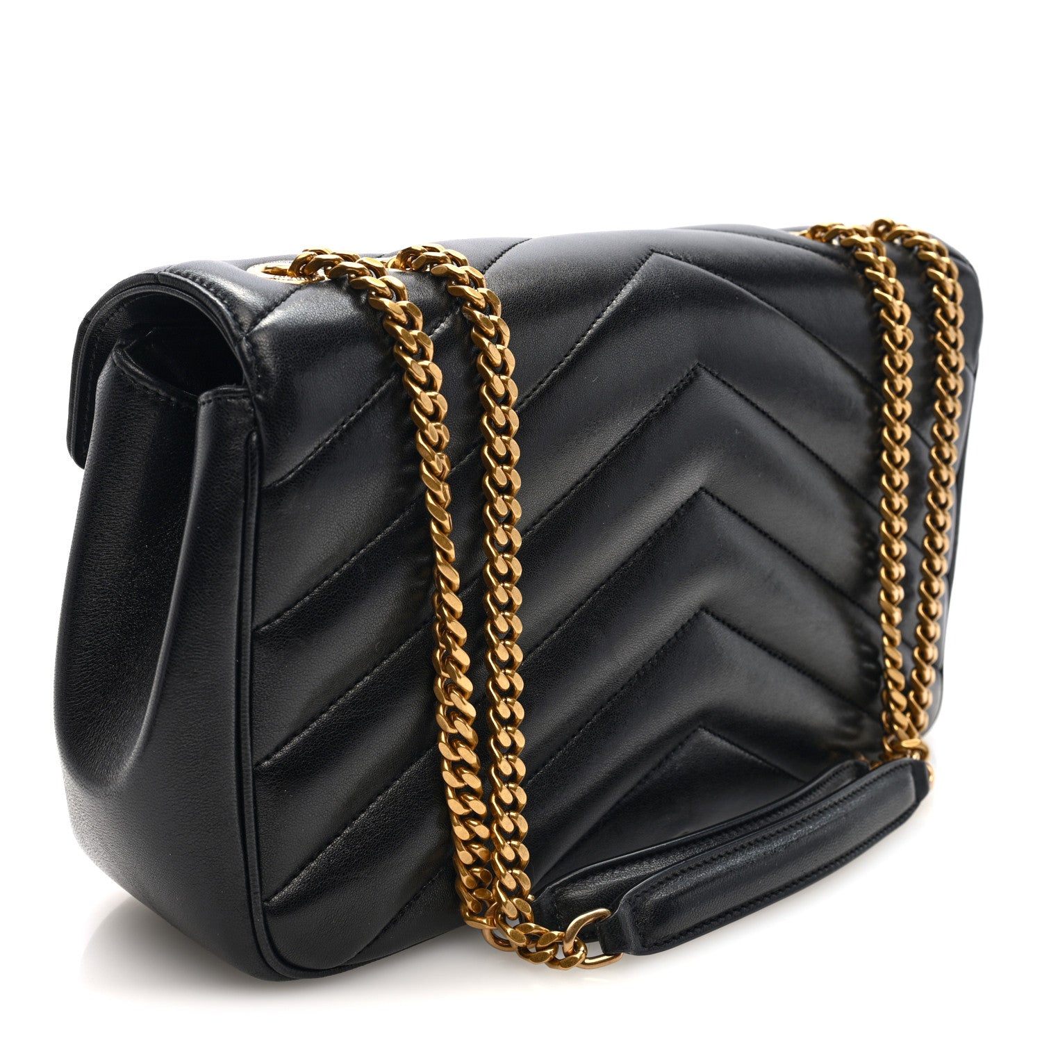 Saint Laurent Lambskin Chevron Quilted Medium Loulou Black 4 of 10