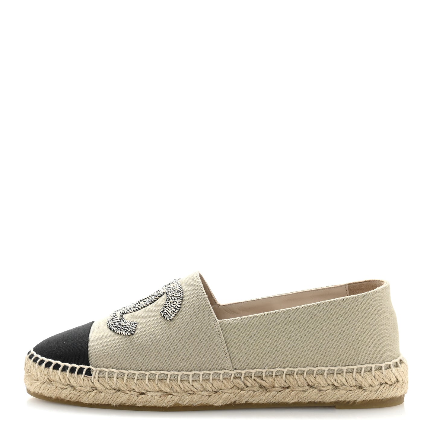 Canvas Grosgrain CC Espadrilles 39 Light Green Black