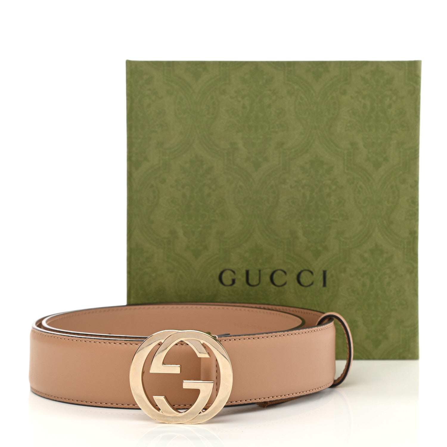 Gucci Calfskin Interlocking G 37mm Belt 90 36 Camelia 1049138