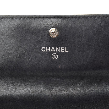 Chanel Lambskin Camellia Embossed Large Gusset Flap Wallet Black 6 of 14