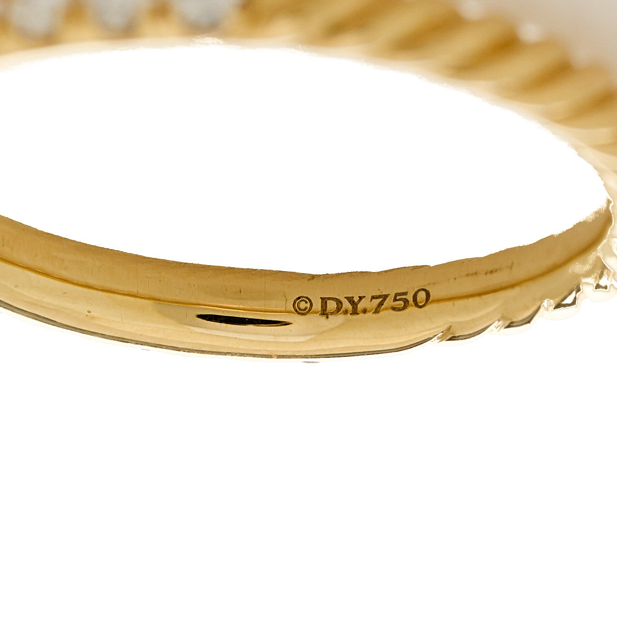 David Yurman 18K Yellow Gold Diamond 2mm Cable Collectibles Band Ring 50 5.5 4 of 4