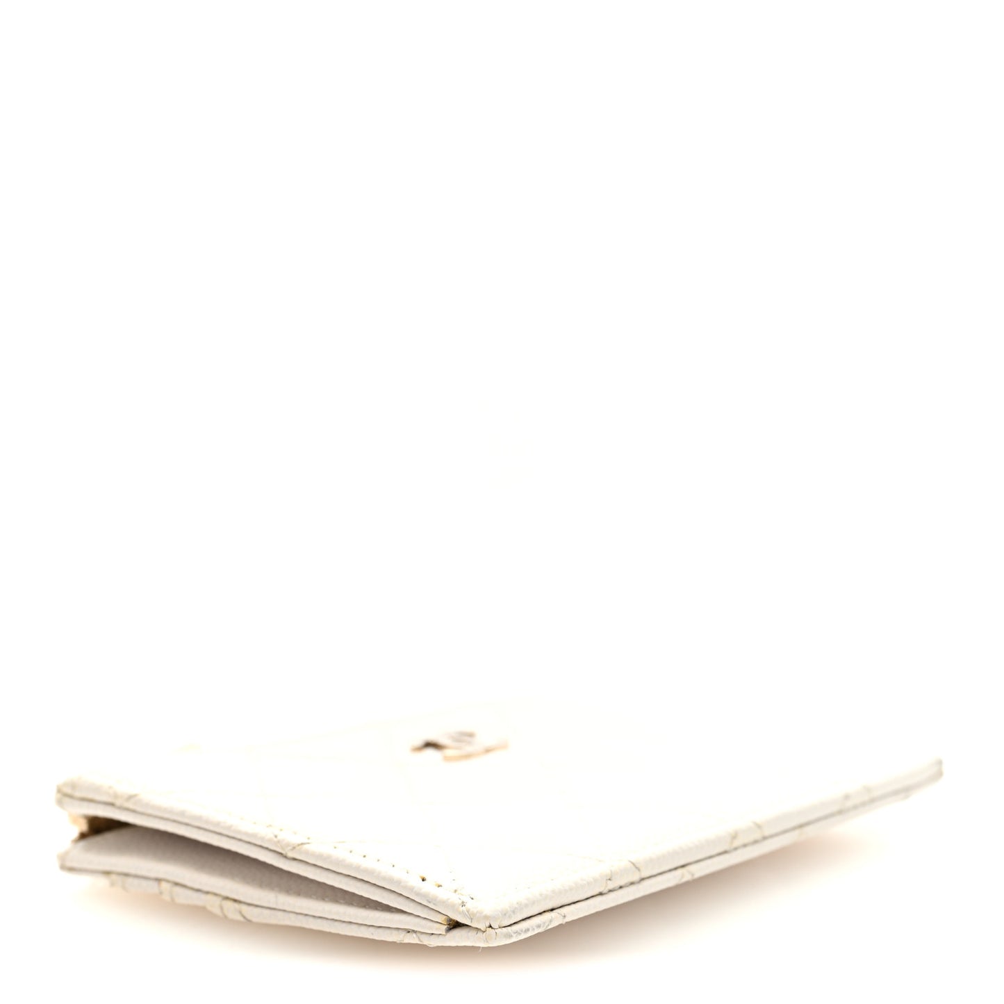 Caviar Quilted CC Zip Card Holder White