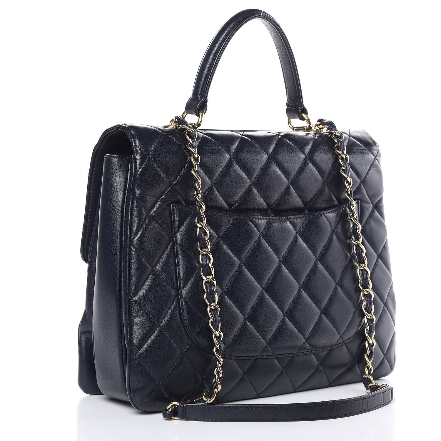 Chanel Lambskin Quilted Large Trendy CC Dual Handle Flap Bag Navy 3 of 17