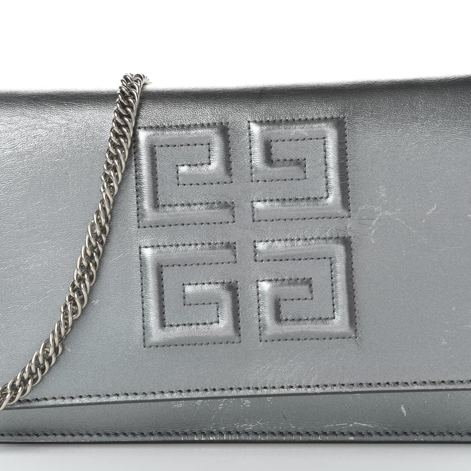 Givenchy Metallic Lambskin Emblem Chain Wallet Silver 10 of 10