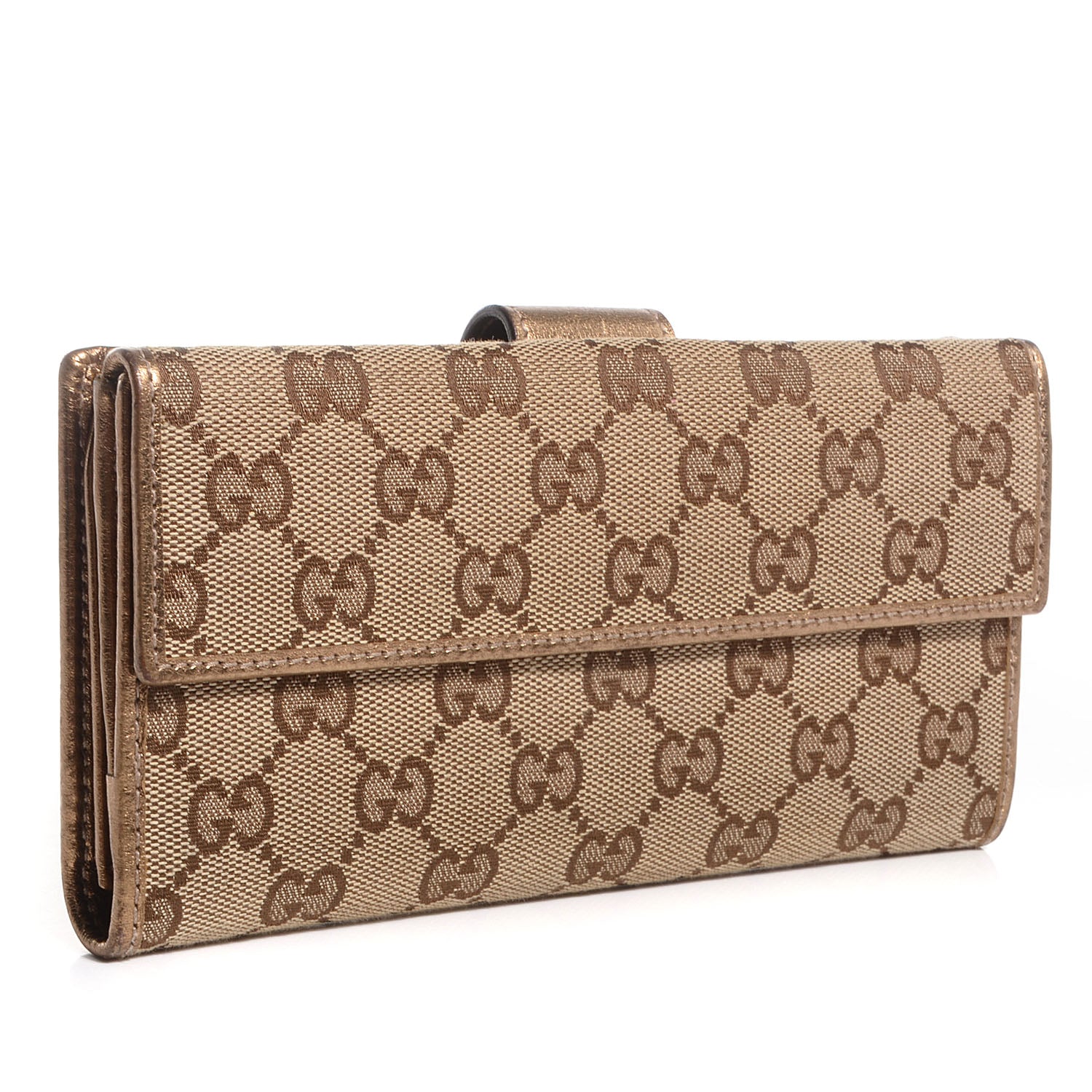 Gucci Monogram Icon Bar Continental Flap Wallet Metallic Gold 3 of 7