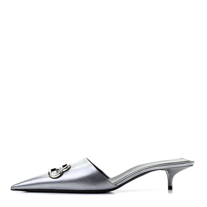 Balenciaga Calfskin BB Pointy Toe Mule 38.5 Gray 1 of 8