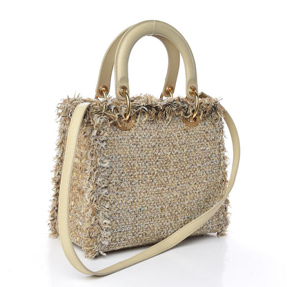 Christian Dior Tweed Crystal Fringe Medium Lady Dior Beige 3 of 18