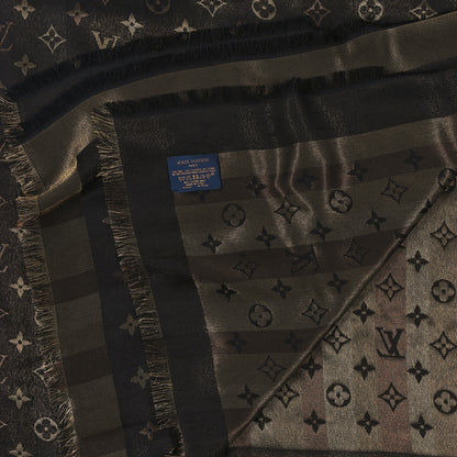 Louis Vuitton Silk Lurex Wool So Shine Monogram Shawl Black 3 of 3