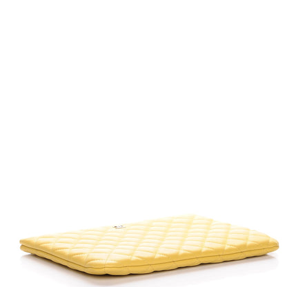 Chanel Lambskin Quilted Medium Cosmetic Case Yellow 4 of 7