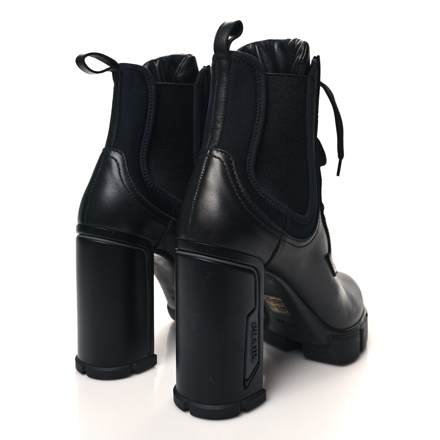 Prada Vitello Montana Neoprene Lace Up Chelsea 110mm Ankle Boots 40 Black 4 of 8
