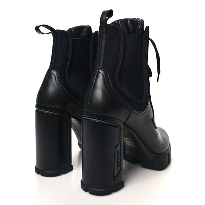 Prada Vitello Montana Neoprene Lace Up Chelsea 110mm Ankle Boots 40 Black 4 of 8