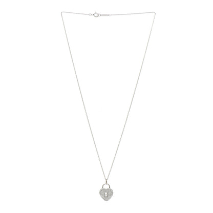 Tiffany Platinum Diamond Small Heart Lock Pendant Necklace 3 of 4