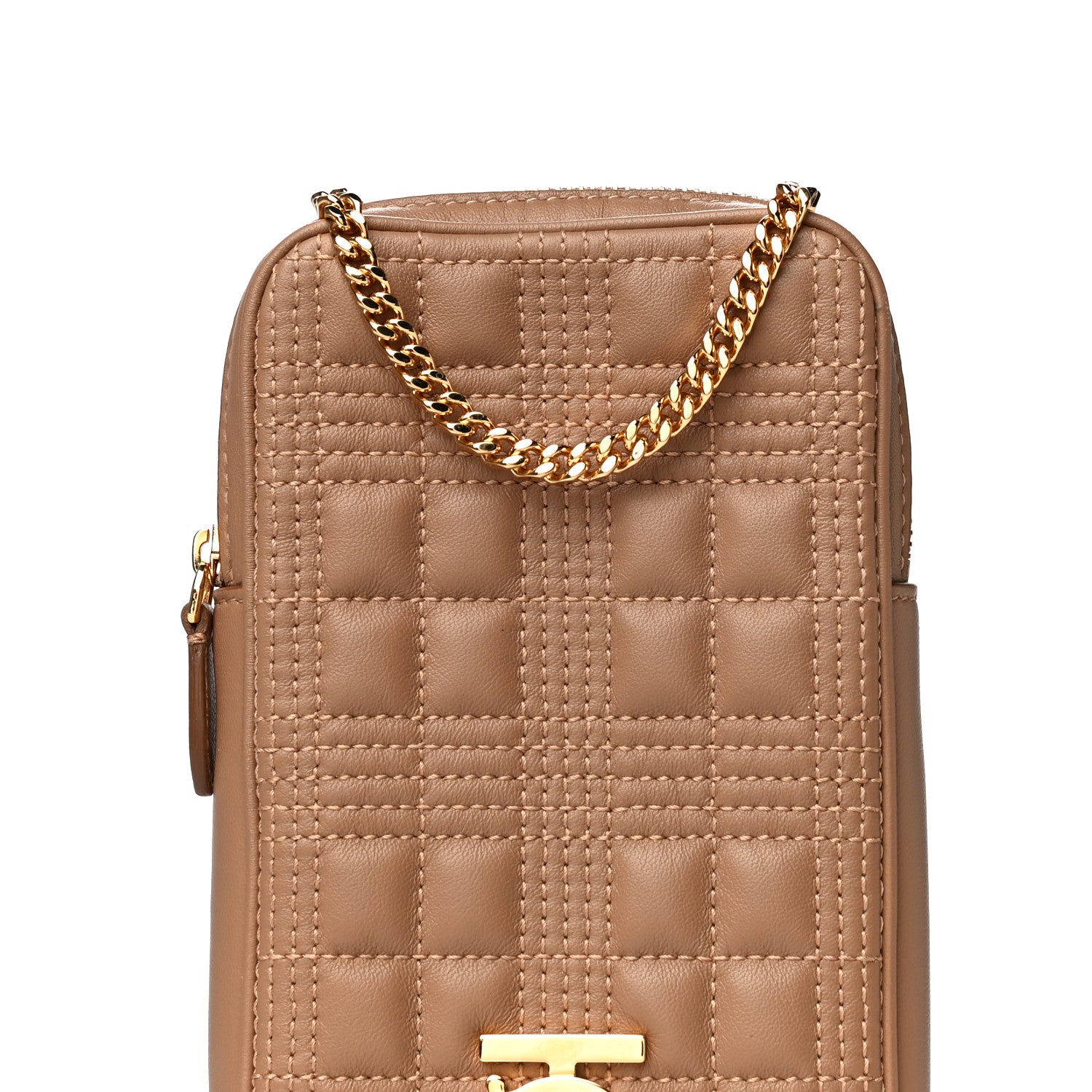 Burberry Lambskin Quilted Mini Lola Vertical Crossbody Bag Camel 7 of 9