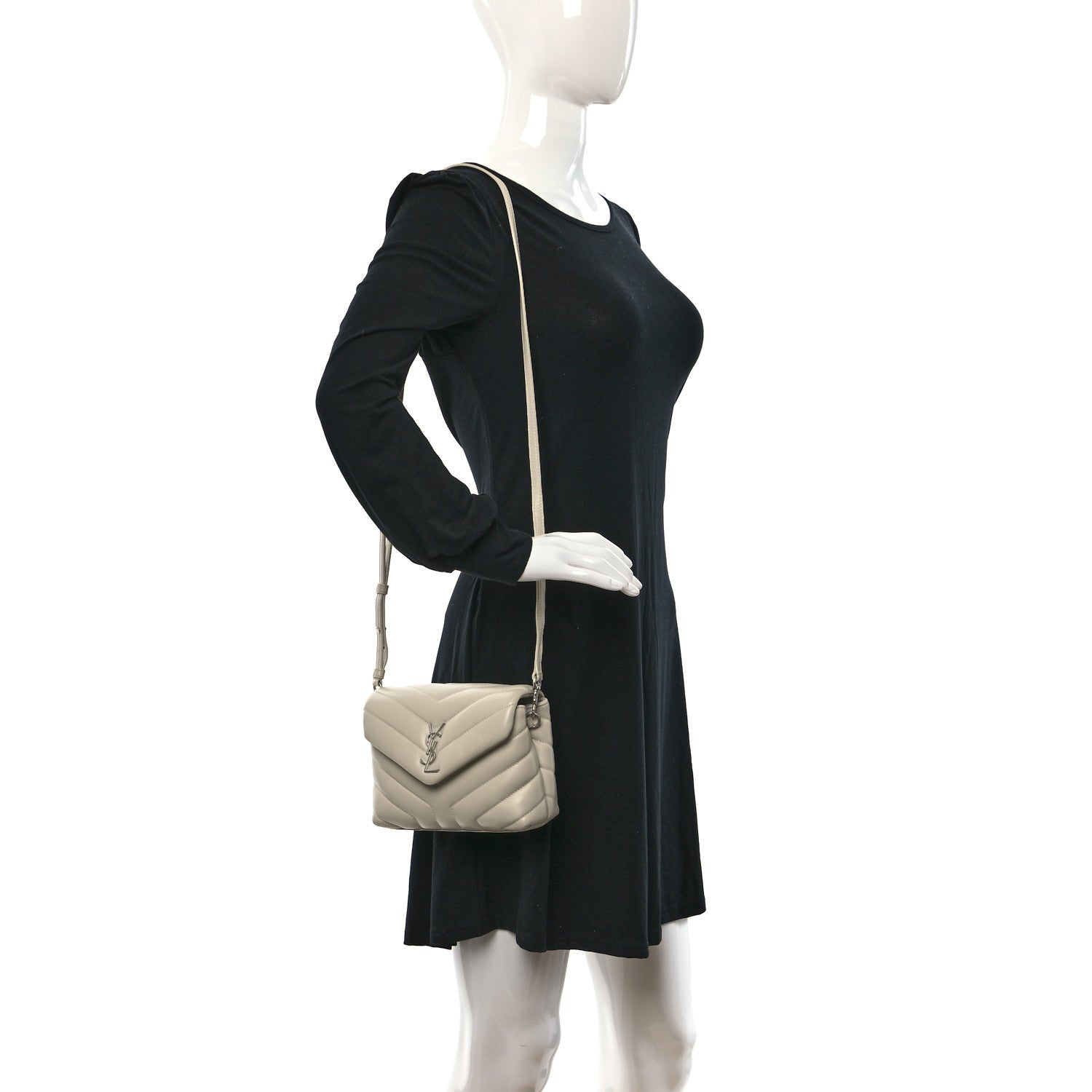Saint Laurent Calfskin Y Quilted Monogram Toy Loulou Crossbody Bag Ivory 2 of 10