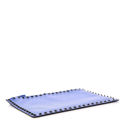Valentino Garavani Pebbled Calfskin Large Rockstud Zip Pouch Acid Blue 4 of 7