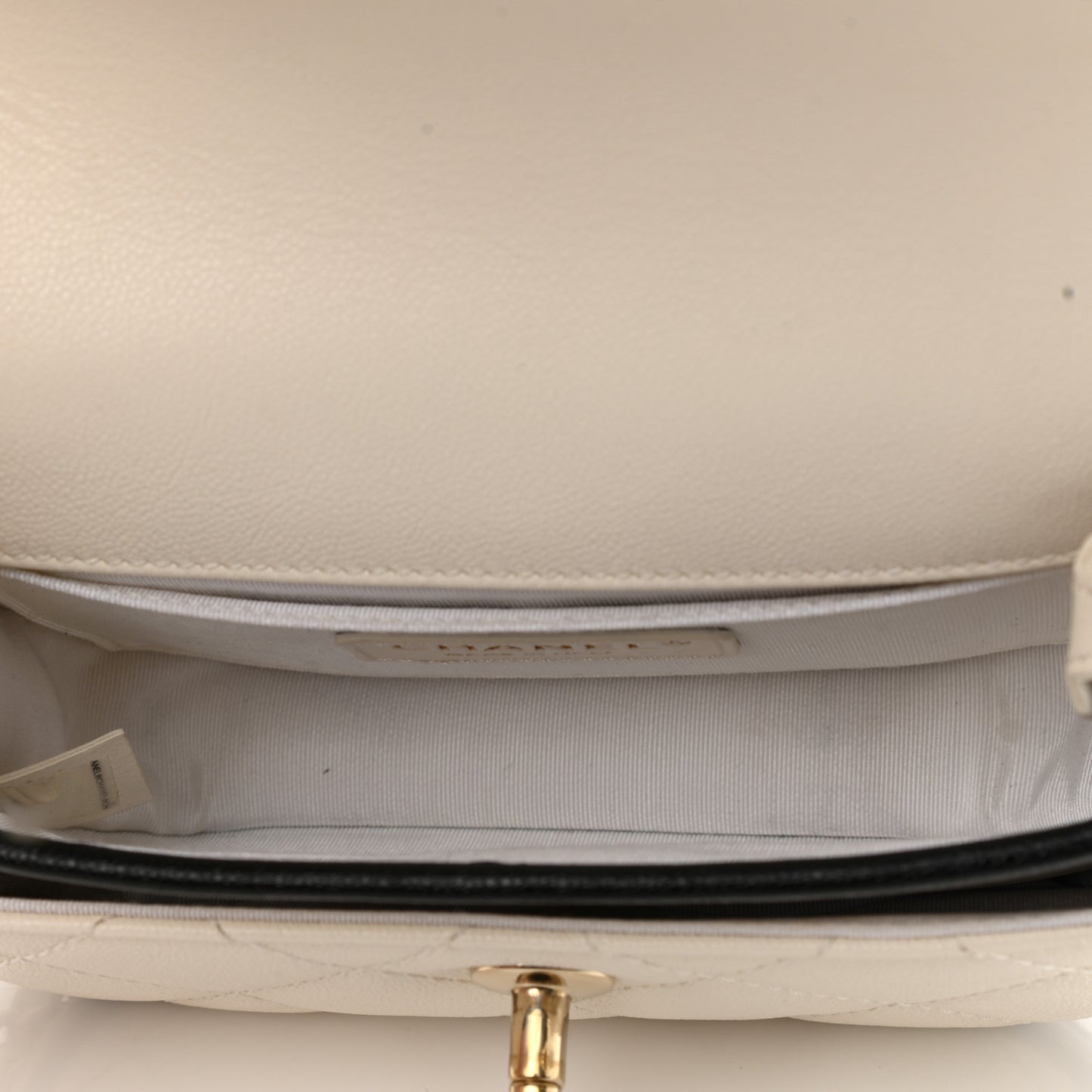 Caviar Quilted Mini Round Messenger Flap White Black