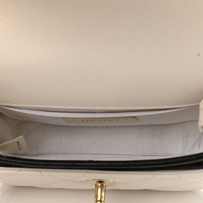 Chanel Caviar Quilted Mini Round Messenger Flap White Black 4 of 9