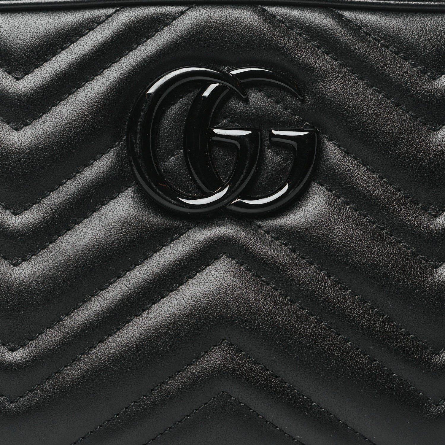 Gucci Calfskin Matelasse Monochrome Small GG Marmont Chain Shoulder Bag Black 8 of 10