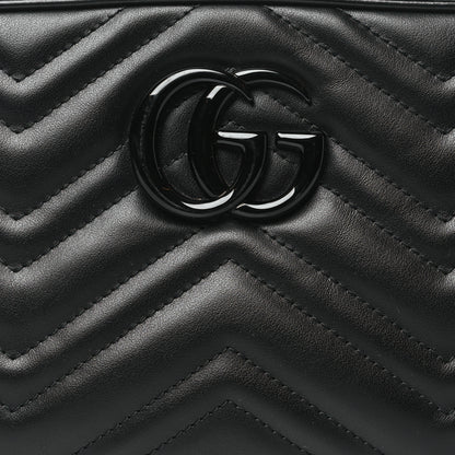 Gucci Calfskin Matelasse Monochrome Small GG Marmont Chain Shoulder Bag Black 8 of 10