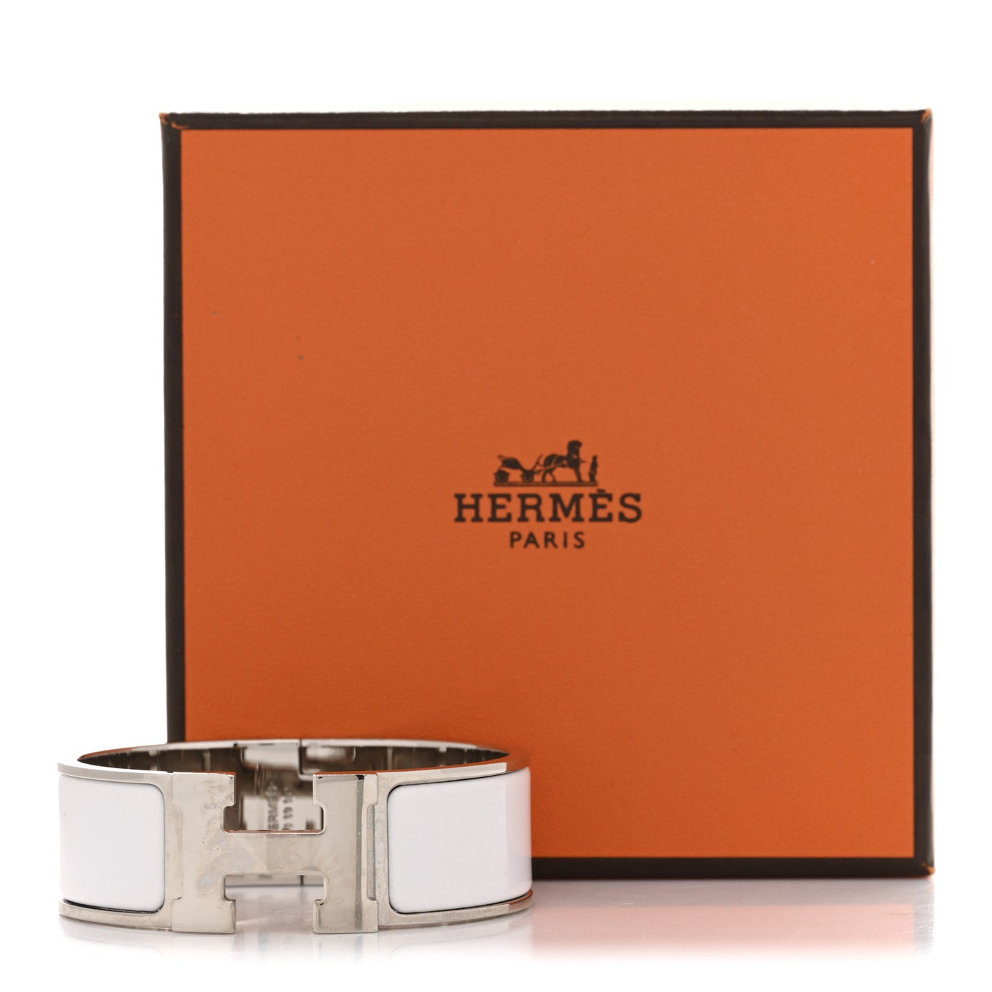 Enamel Wide Clic Clac H Bracelet PM White