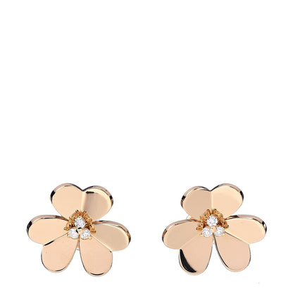 Van Cleef & Arpels 18K Yellow Gold Diamond Large Frivole Clip-On Earrings 1 of 4