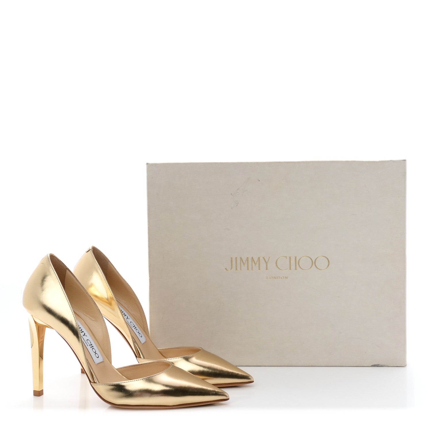 Jimmy Choo Mirror Calfskin Darylin 100 35 Gold 9 of 9