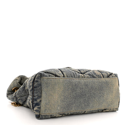 Saint Laurent Denim Quilted Small Loulou Puffer Monogram Chain Satchel Rodeo Blue 4 of 11
