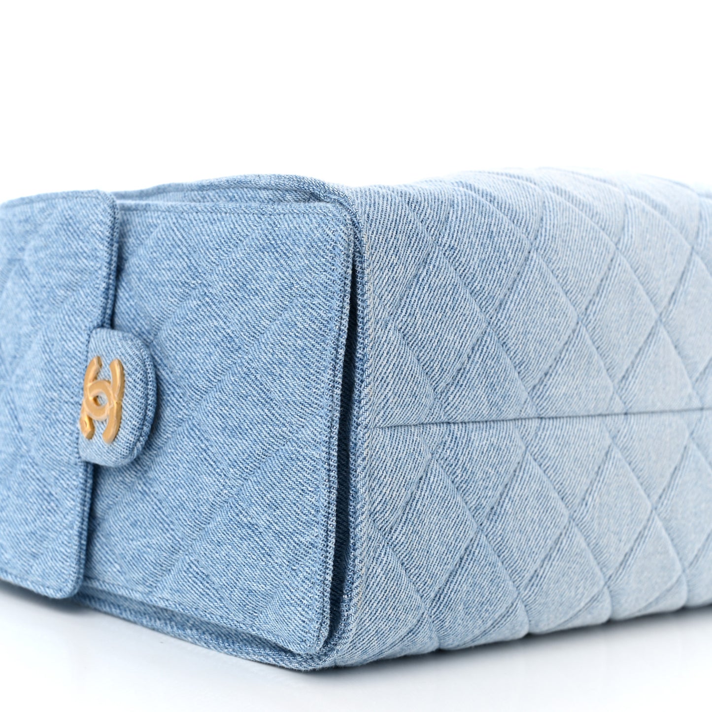 Washed Denim Quilted Small Chanel 25 Handbag Blue