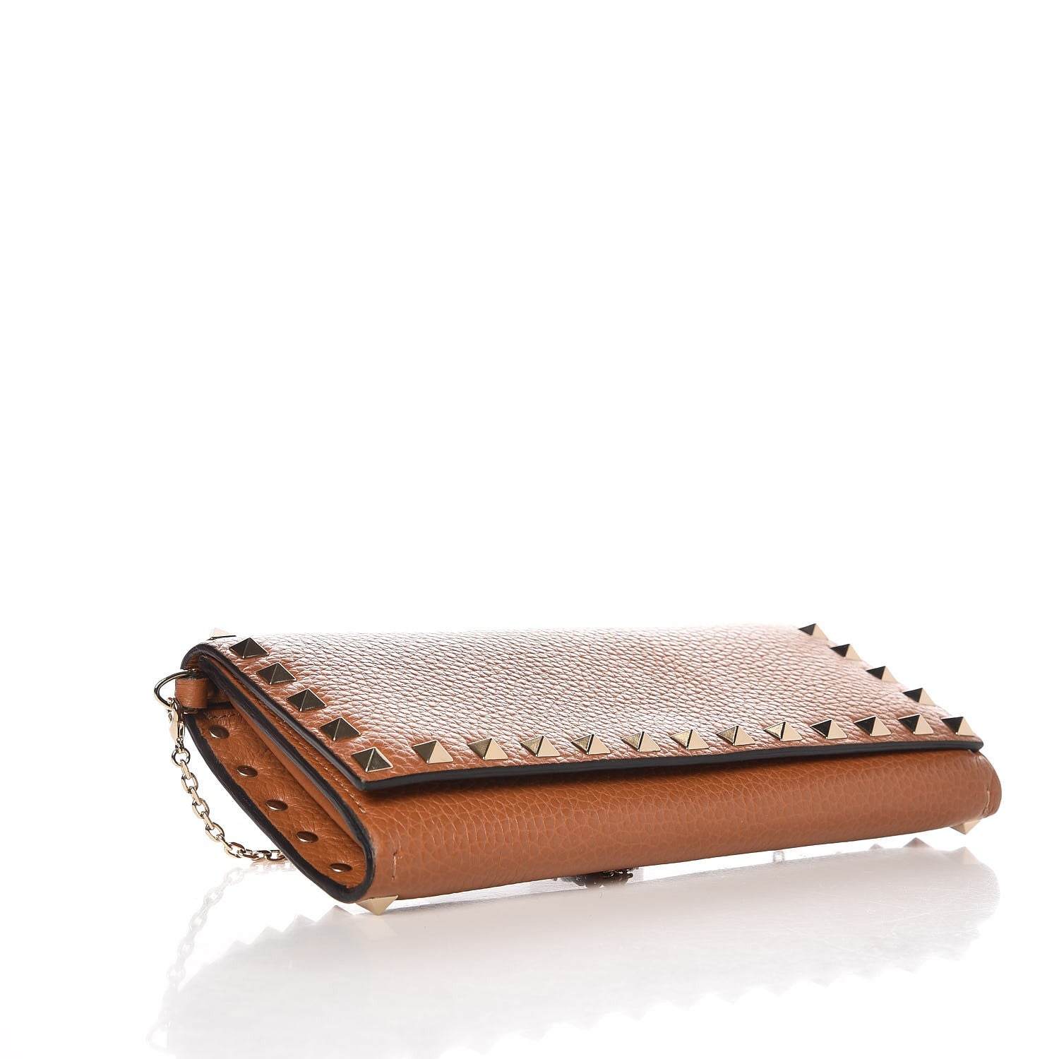 Valentino Garavani Pebbled Calfskin Rockstud Flap Wallet On Chain Light Cuir 4 of 9