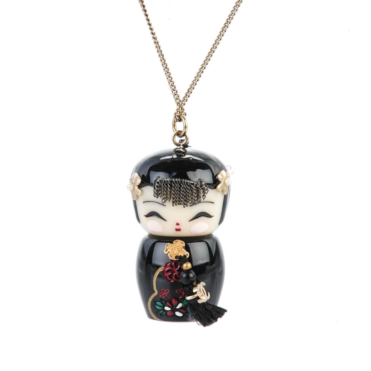 Pearl Paris Shanghai China Doll Necklace Black