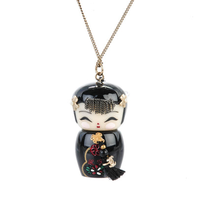 Chanel Pearl Paris Shanghai China Doll Necklace Black 3 of 8