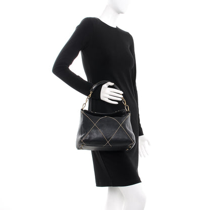 Chanel Calfskin Contrast Stitch Shoulder Bag Black 2 of 7