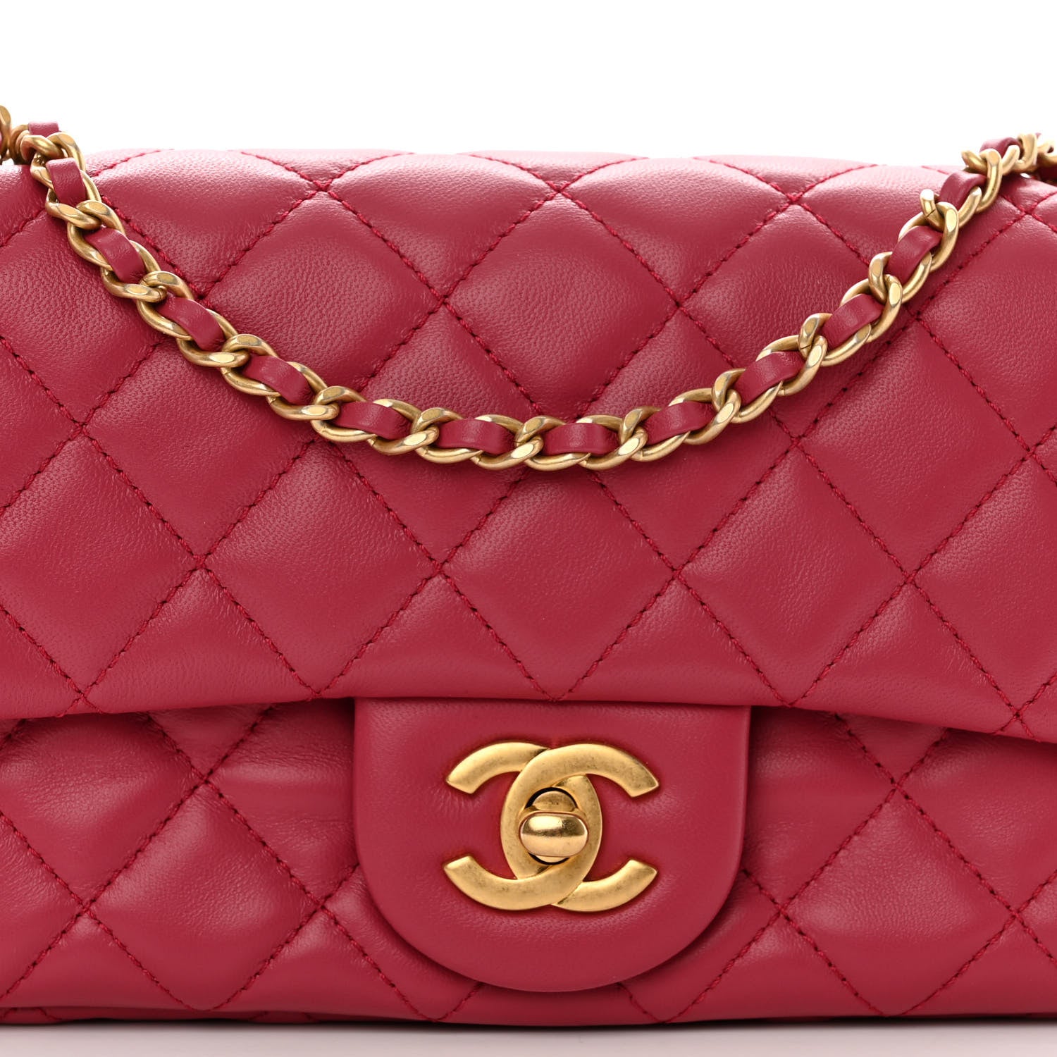 Chanel Lambskin Quilted Mini Rectangular Pearl Crush Flap Fuchsia 8 of 10