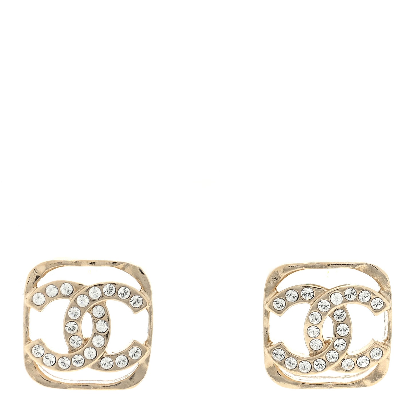 Crystal Square CC Earrings Gold