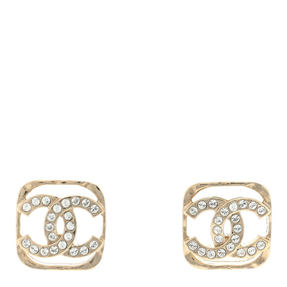 Chanel Crystal Square CC Earrings Gold 1 of 4