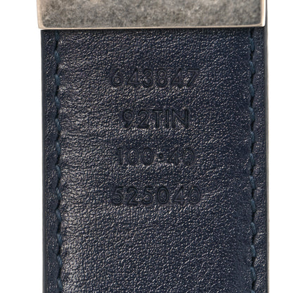 Gucci GG Supreme Monogram Plutone Calfskin Palladium Double G Reversible 30mm Belt 90 36 Beige Blue 4 of 7
