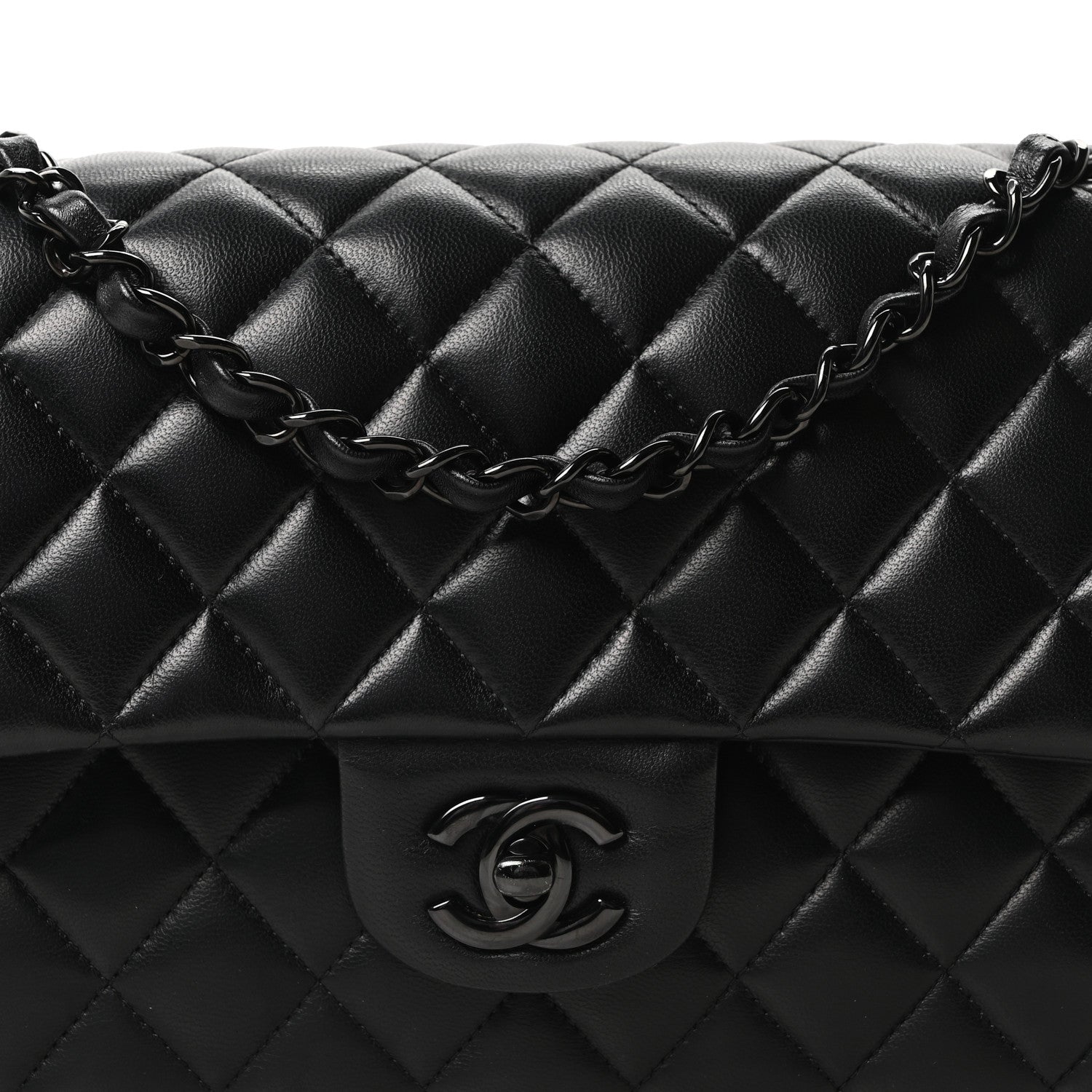 Chanel Lambskin Quilted Medium Double Flap So Black 8 of 10