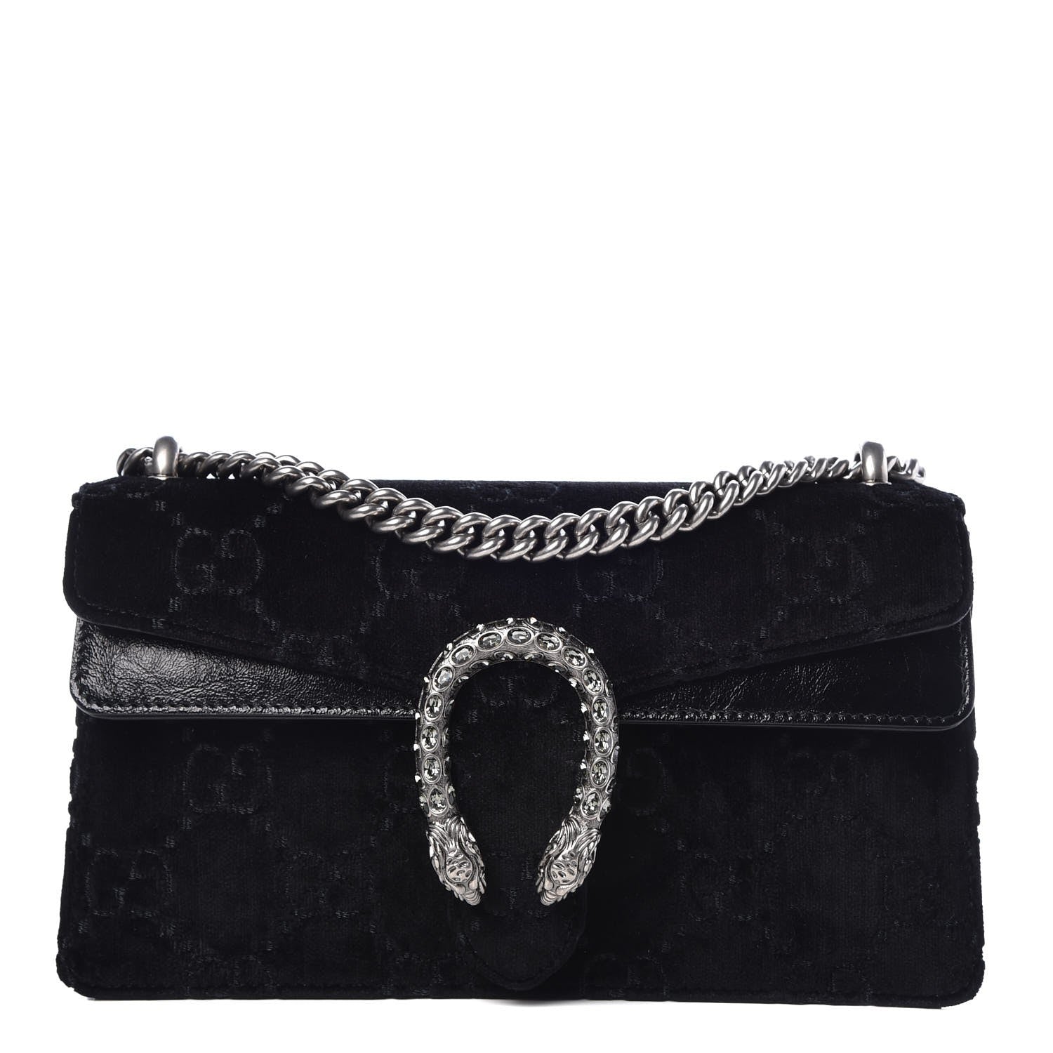 Gucci Velvet Skipper Crystal GG Monogram Small Dionysus Shoulder Bag Black Black Diamond 1 of 7