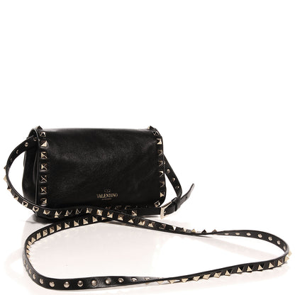 Valentino Garavani Vitello Mini Rockstud Flap Saddle Crossbody Bag Black 3 of 9
