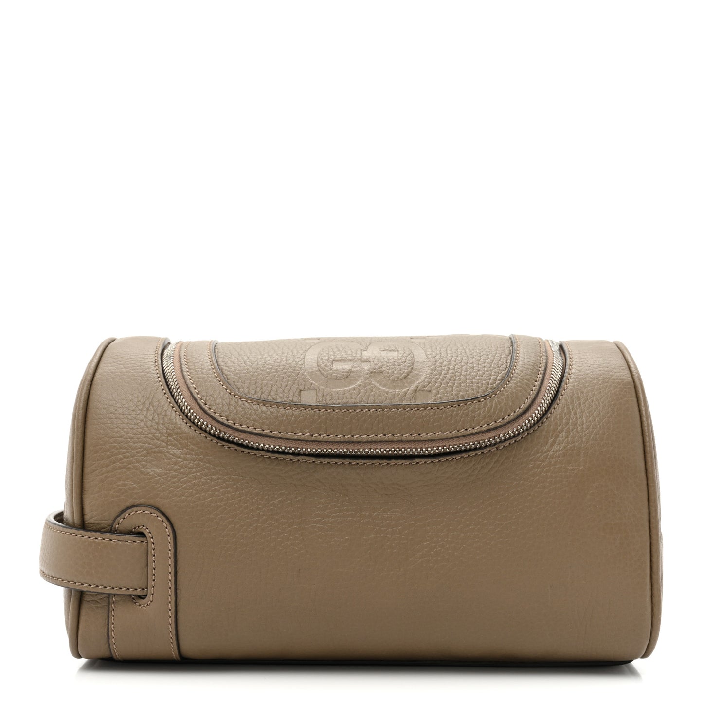 Piuma Calfskin Jumbo GG Embossed Small Toiletry Case Good Taupe