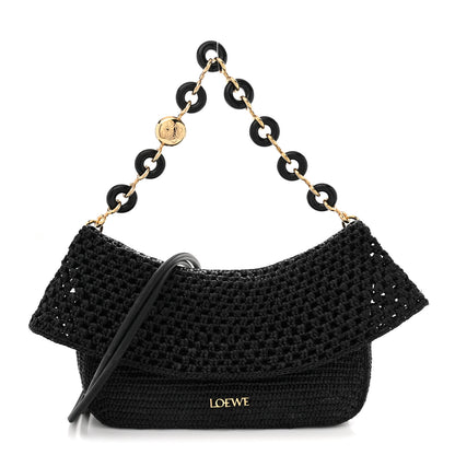 Loewe Raffia Donut Chain Medium Ola Shoulder Bag Black 1 of 10