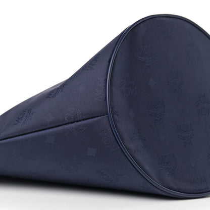 MCM Nylon Monogram Calfskin Tote Navy 8 of 12