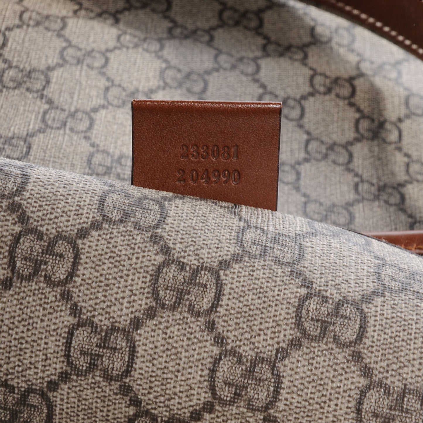 GG Plus Monogram Large Signature Web Loop Tote Brown