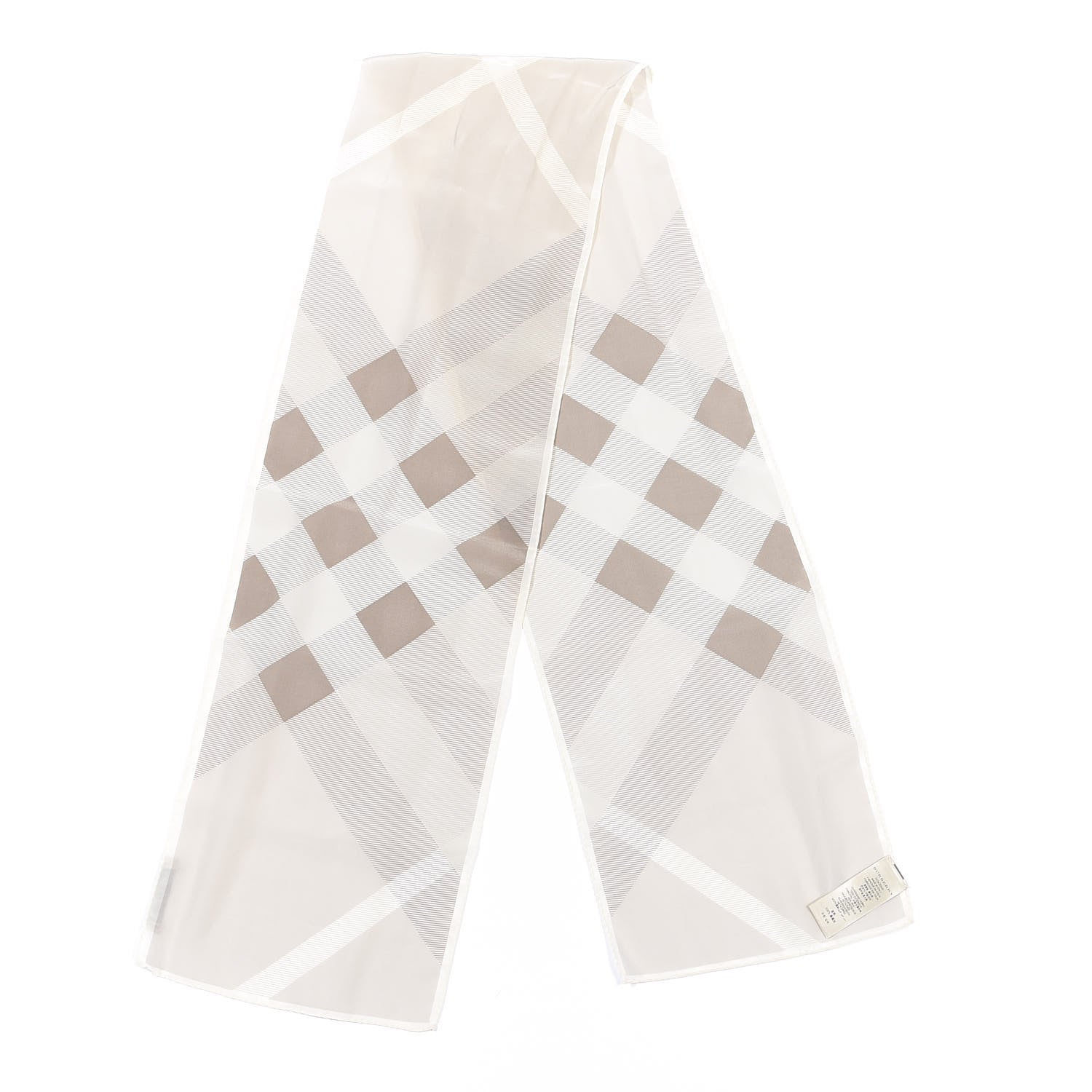 Burberry Silk Giant Check Scarf Beige 4 of 4