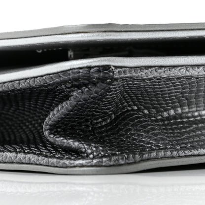 Chanel Lizard Calfskin Boy Wallet on Chain WOC Black Silver 10 of 12