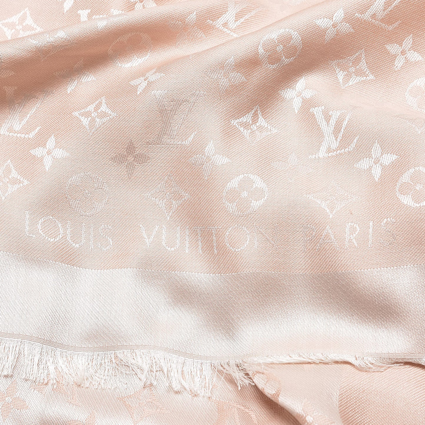 Silk Wool Monogram Shawl Rose