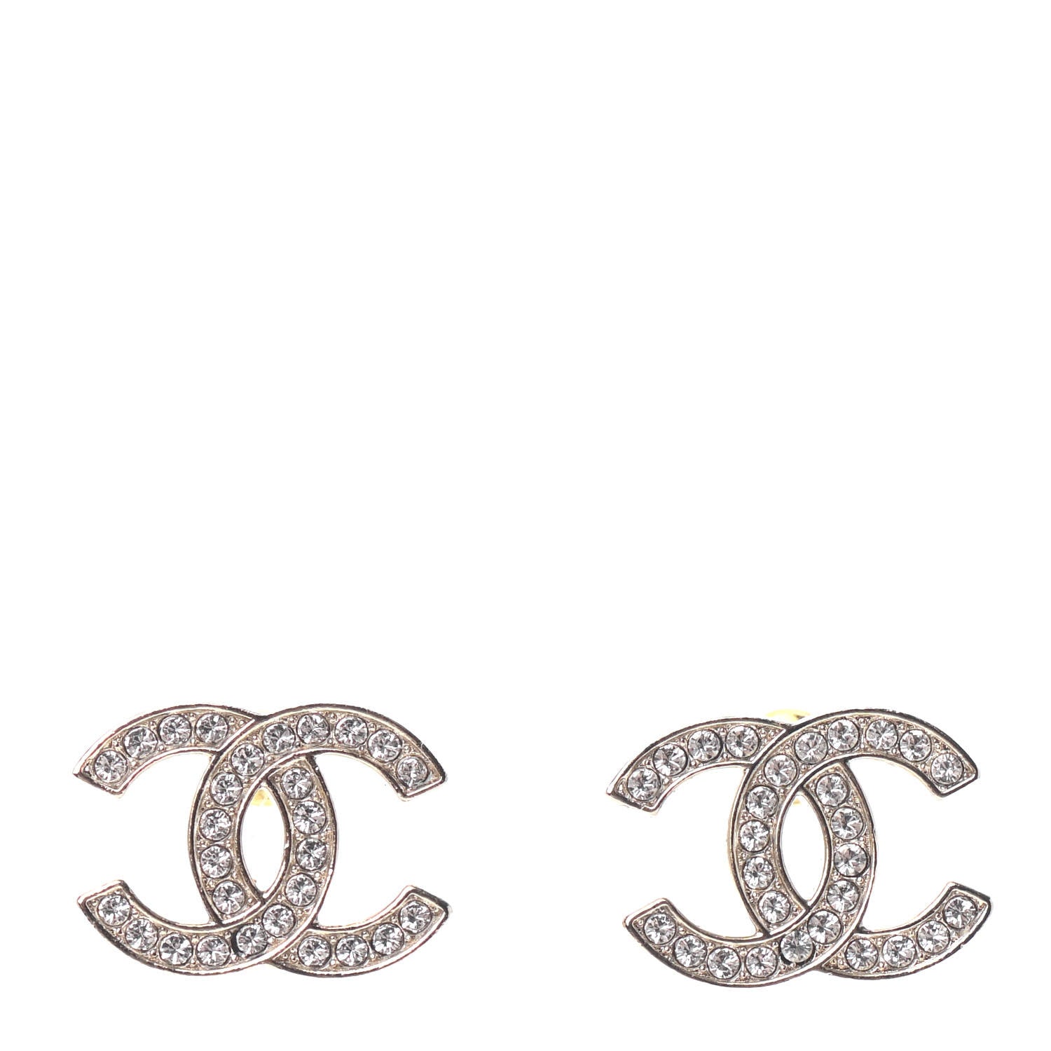 Chanel Crystal CC Earrings Gold 1 of 4