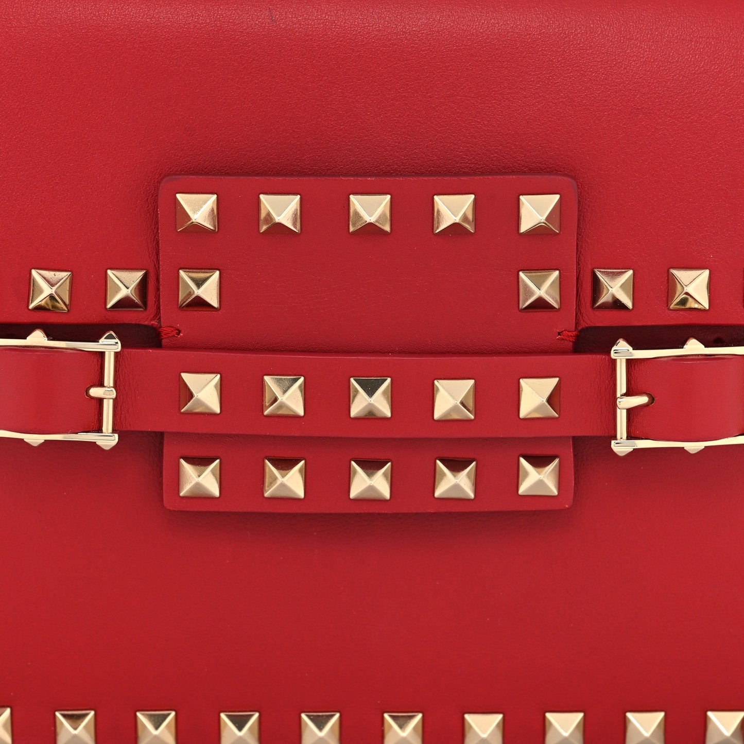 Calfskin Rockstud Flap Shoulder Bag Rosso Valentino