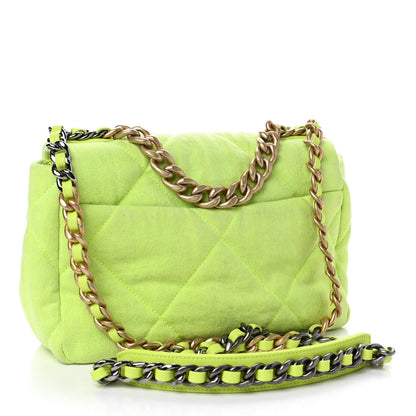 Chanel Denim Quilted Medium Chanel 19 Flap Neon Green 2 of 5